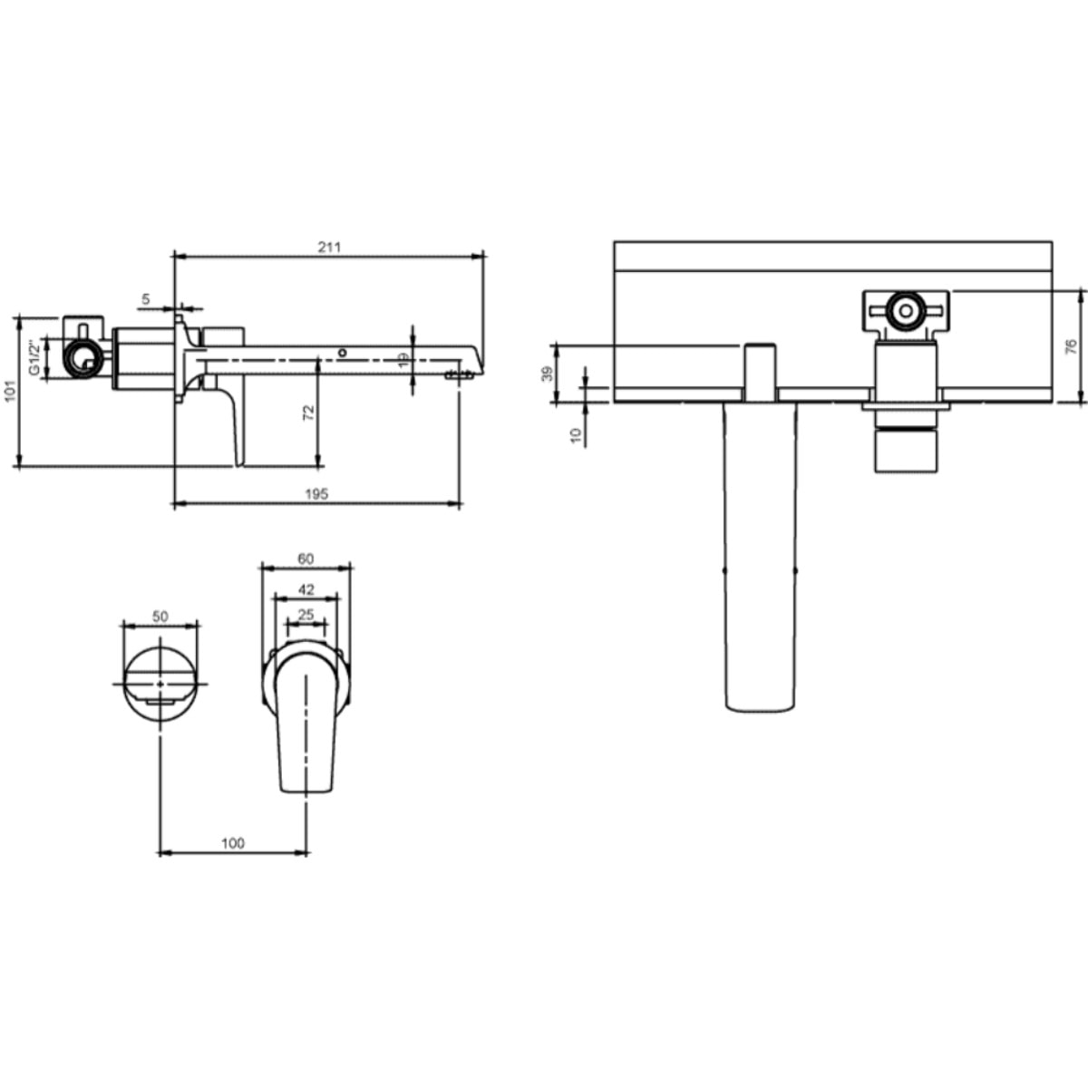 Mitigeur lavabo mural Liberty M chrome