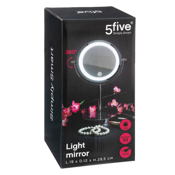Miroir avec pied à led 19cm métal chromé