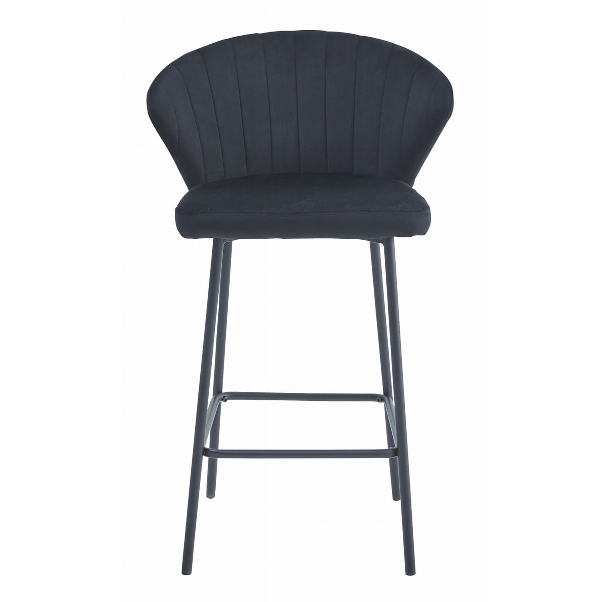 Set di 4 Sgabelli Gatta in Velluto Nero con Gambe in Acciaio