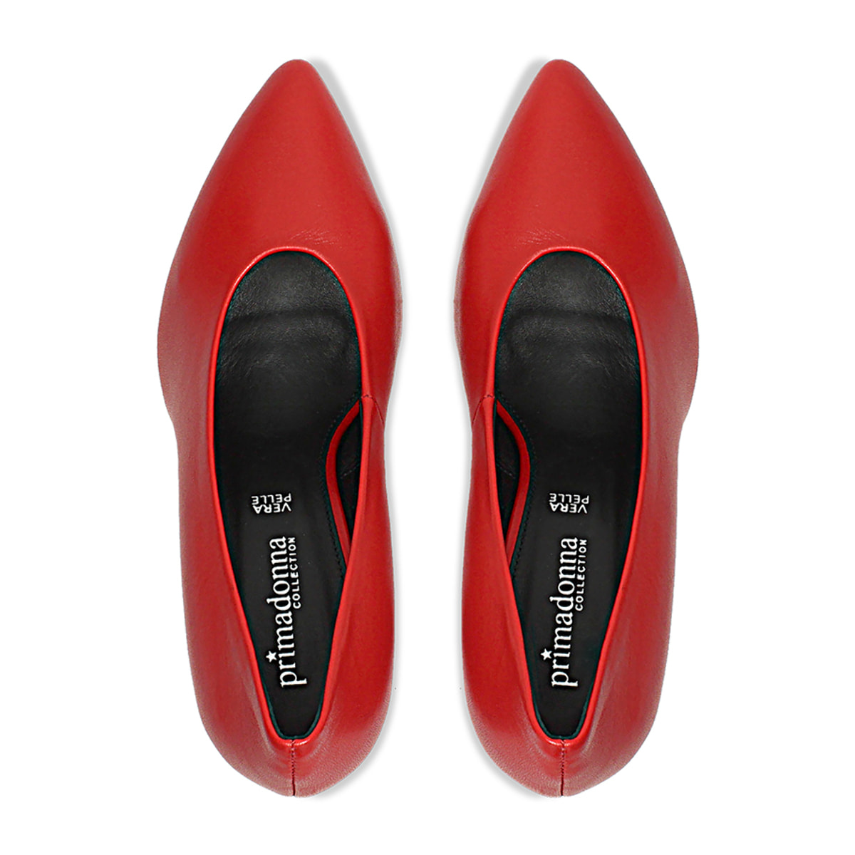 Zapatos de tacón rojos en piel auténtica, tacón cono de 4 cm