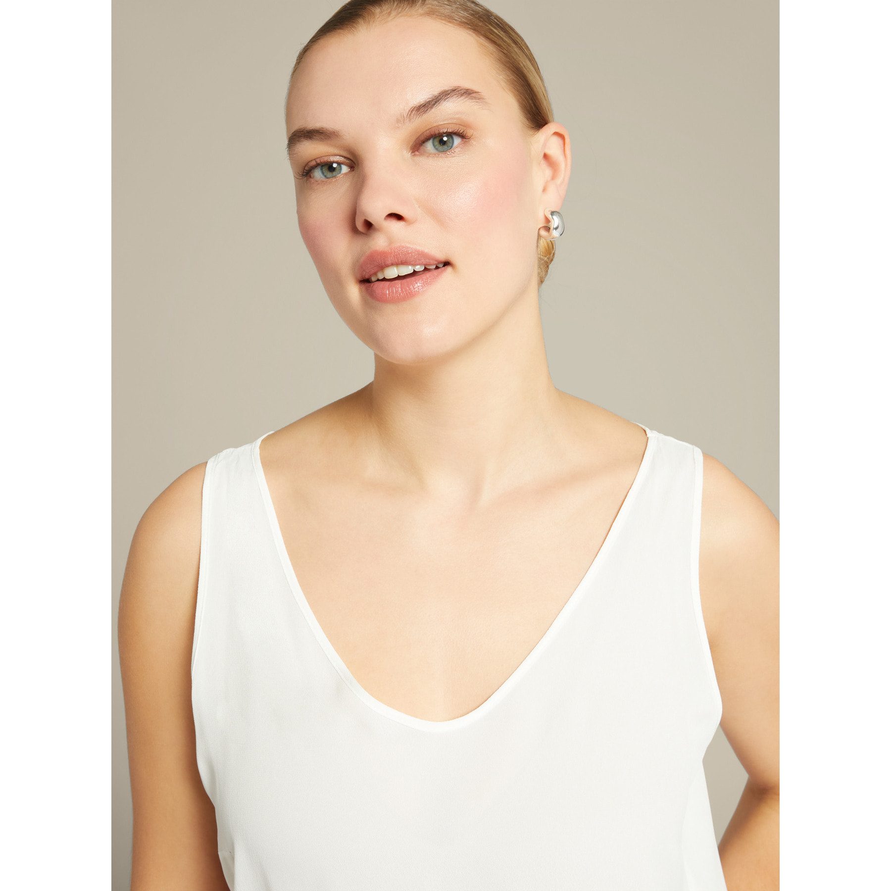 Elena Mirò - Top en crepé chino de viscosa ecológica - Blanco