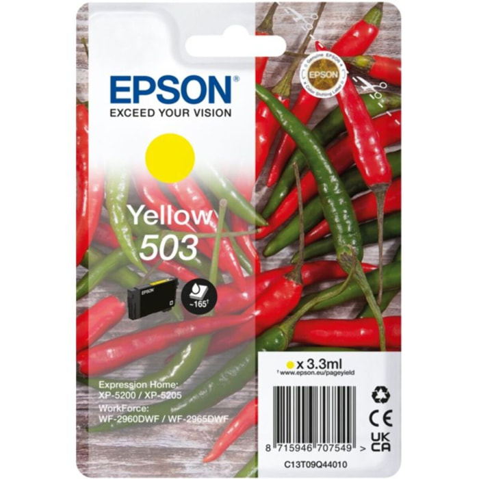 Cartouche d'encre EPSON Originale 503 Jaune (Yellow) Série Piment - C13T05A44010