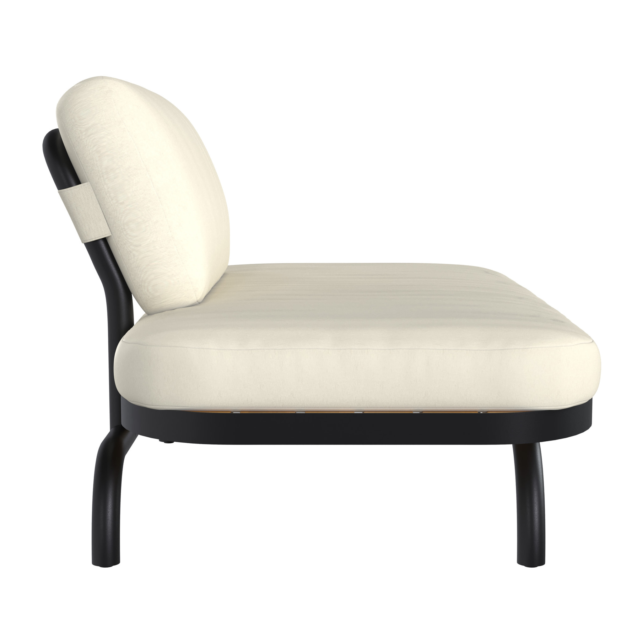 Fauteuil de jardin 2 places blanc cassé et pieds en métal noir - Samba