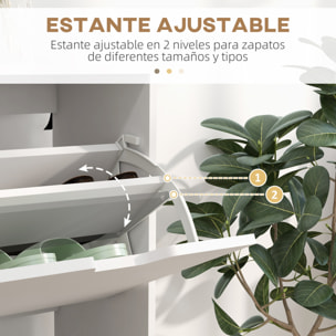 Zapatero Estrecho con 4 Cajones Abatibles, Zapatero Entrada Recibidor con Patas de Madera y Estantes Ajustables, para 16 Pares de Zapatos, para Pasillo, 95x26x95 cm, Blanco