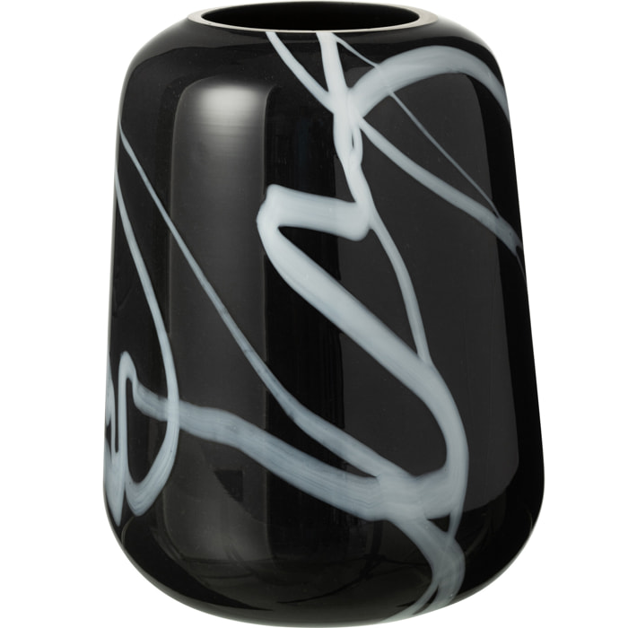 J-Line vase Effet Fumé Etroit - verre - blanc/noir - Ø 16.5 cm