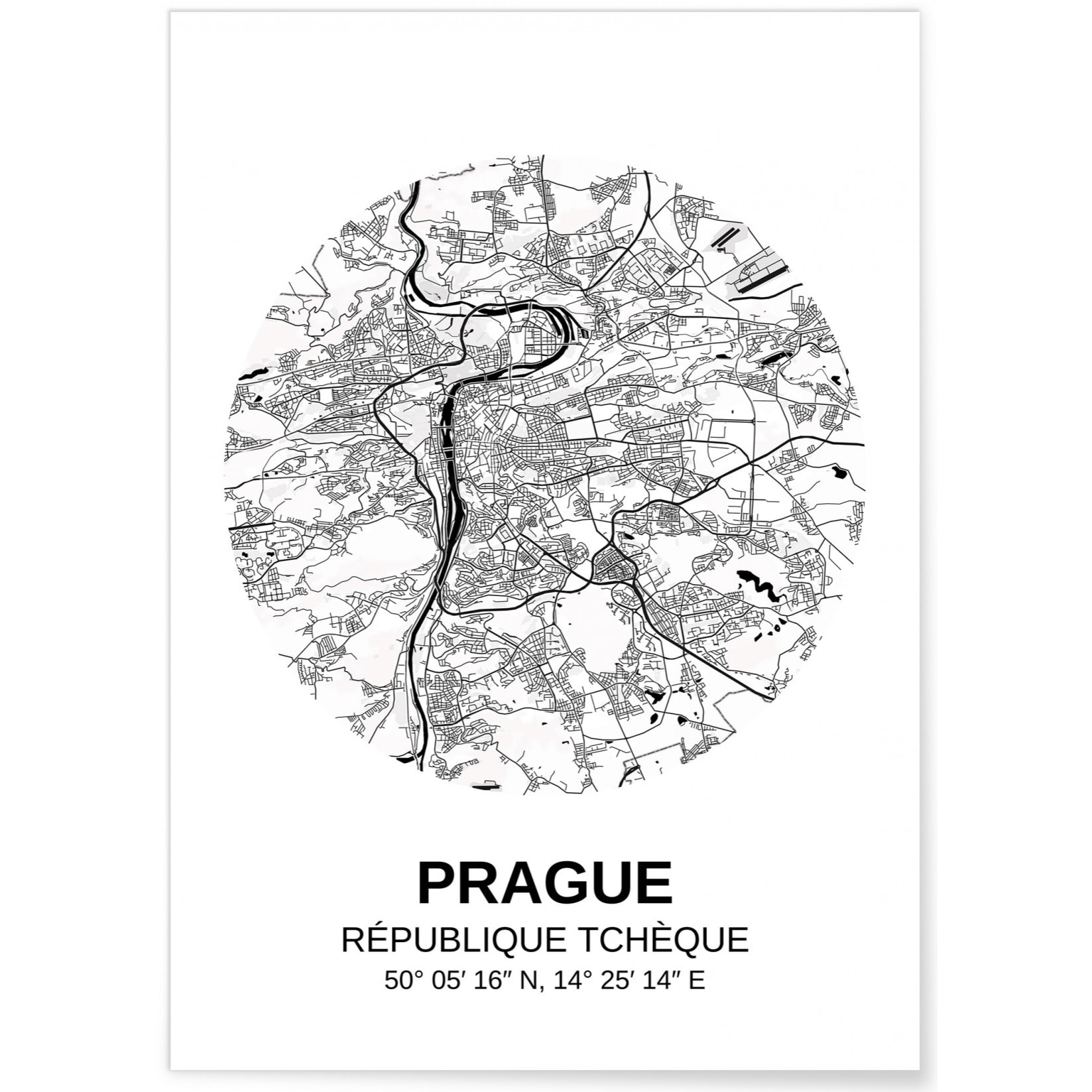 Affiche Carte Prague