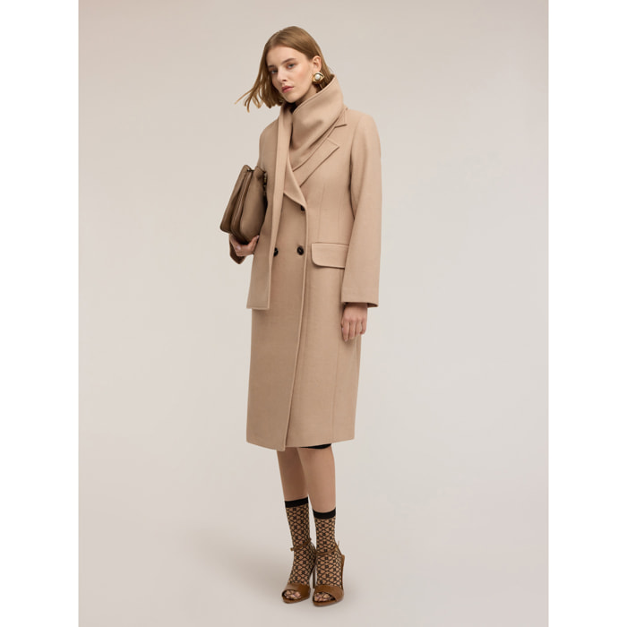 Motivi - Cappotto doppiopetto con motivo sciarpa - Beige
