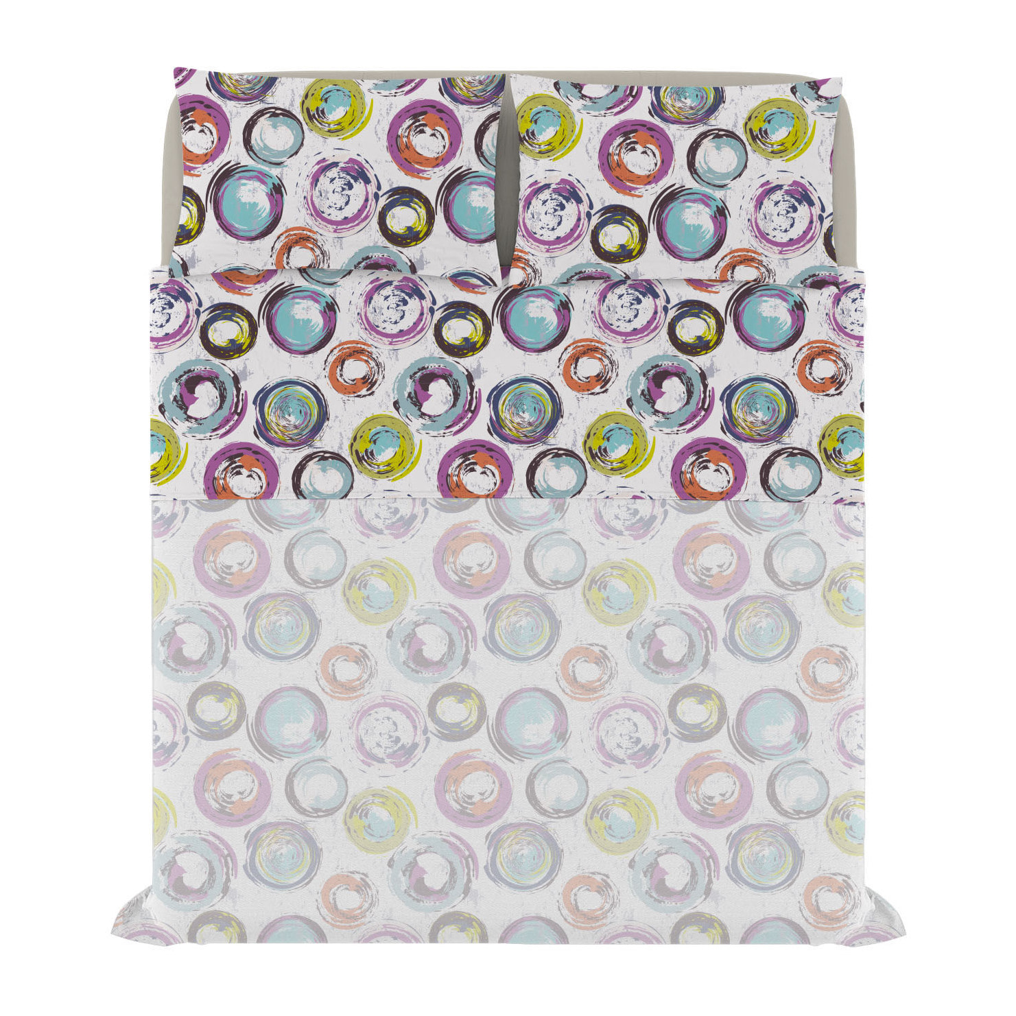COMPLETO LETTO FANTASY, 100% Microfibra - CERCHI ASTRATTI