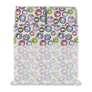 COMPLETO LETTO FANTASY, 100% Microfibra - CERCHI ASTRATTI