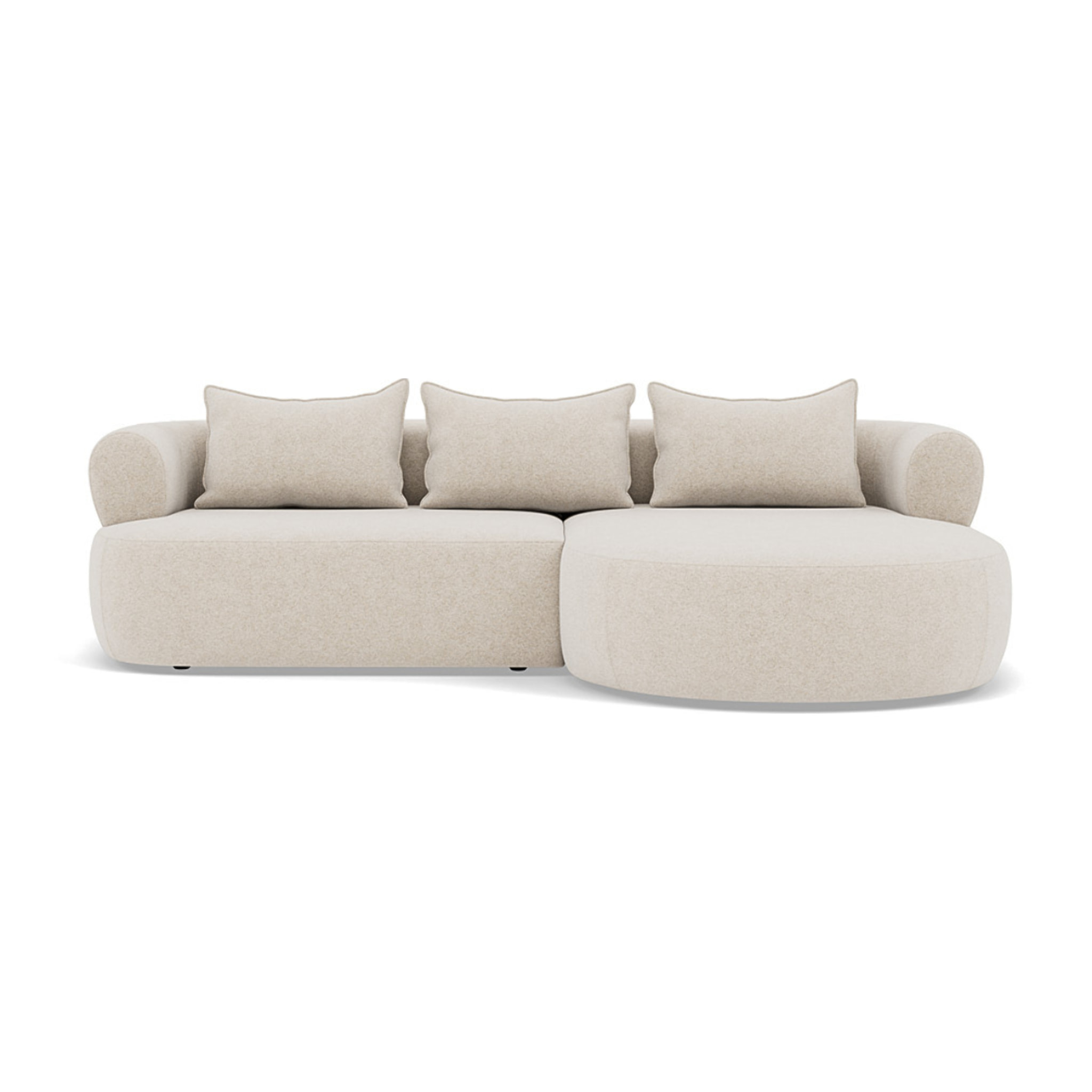 Angela - canapé d'angle droit 4 places en velours texturé - Beige