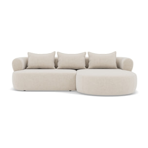 Angela - canapé d'angle droit 4 places en velours texturé - Beige