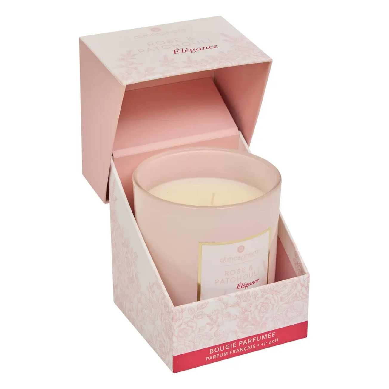 Bougie parfumée Maël 190g pot verre rose patchouli
