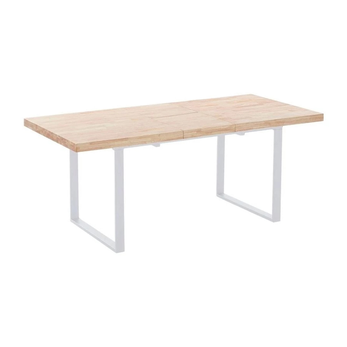 Mesa de comedor extensible con patas metálicas en blanco y roble salvaje 140-180x85 cm Natural Roble salvaje - Blanco
