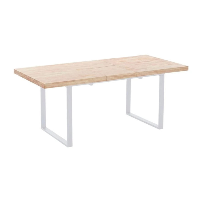 Mesa de comedor extensible con patas metálicas en blanco y roble salvaje 140-180x85 cm Natural Roble salvaje - Blanco