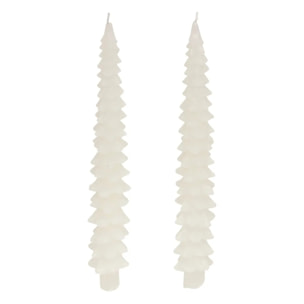 Lot de 2 bougies bâton sapin blanc