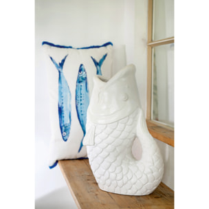 J-Line Cache-Pot Poisson Extérieur - polyrésine - blanc - large