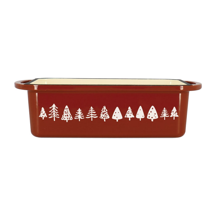 Plat à four 39,5x23,5cm en fonte avec décor crème  MONTAGNE