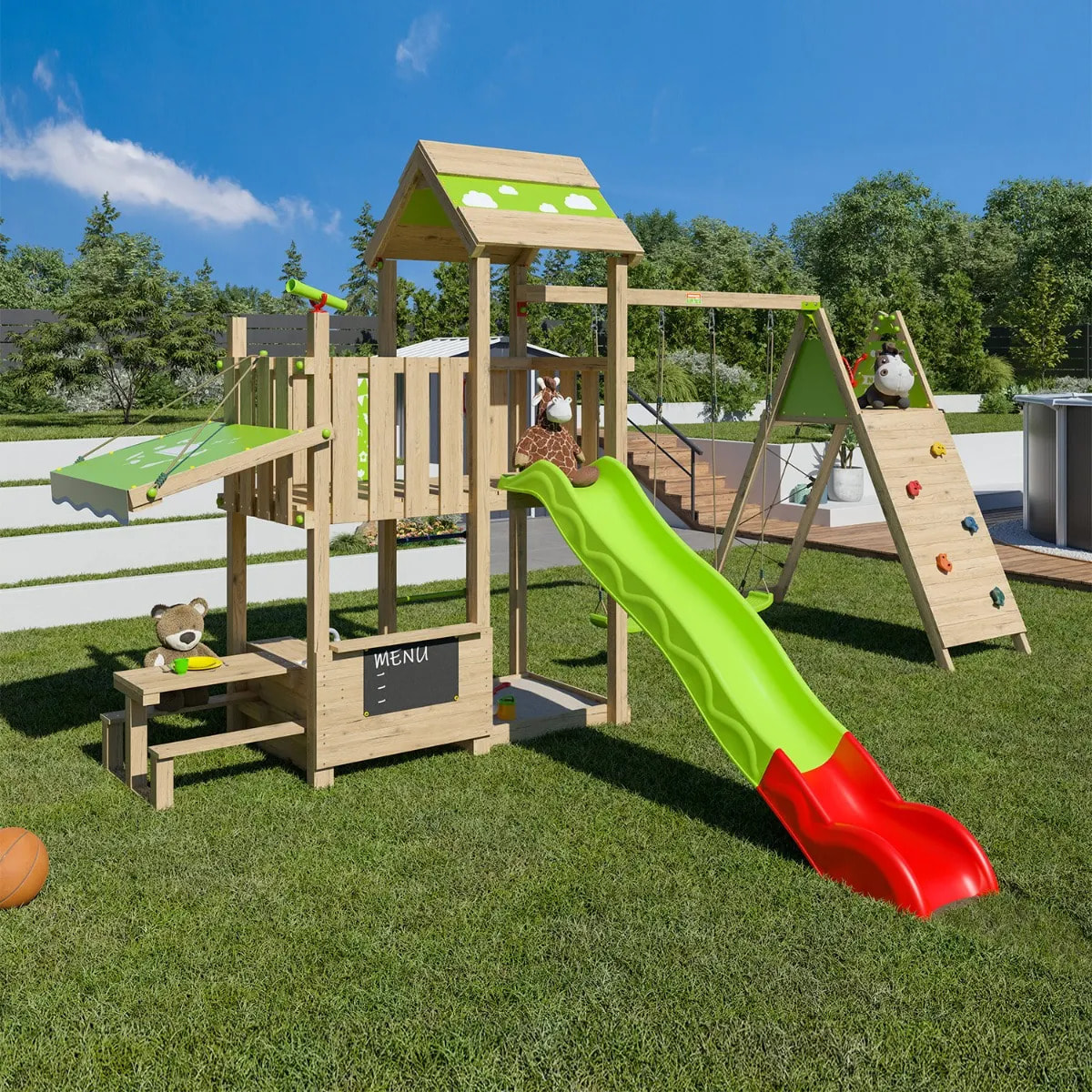 Aire de jeux bois 2,20 m SNACK XPRESSION XL - 14 enfants