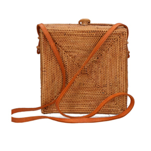 Borsa a tracolla da donna - Modello Lara - Rattan - 20.0 x 20.0 x 7.0 cm