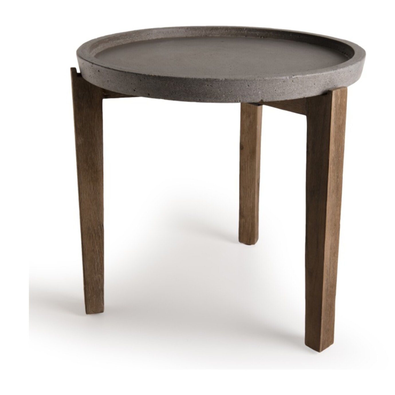 HECTOR - Table d'appoint de jardin ronde béton 50x50 cm pieds en bois acacia