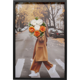 Tableau femme bouquet 3D automne 64x94cm Kare Design
