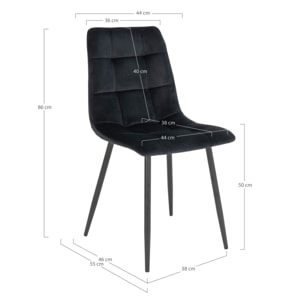 Set 2 sedie da pranzo Middelfart in velluto nero con gambe nere