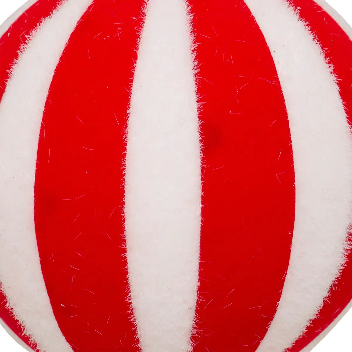 Boule polystyrène rayée D.10cm rouge et blanc