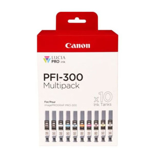 Cartouche d'encre CANON Pack Multipack 10 Originales PRO-300 (Couleurs Photo) - 4102C001