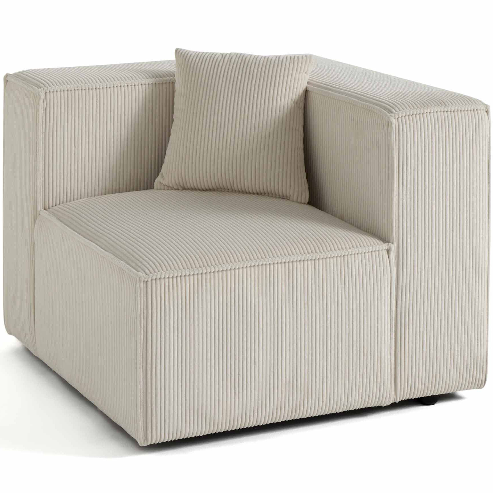 Arty - module d'assise droit - en velours côtelé - Beige