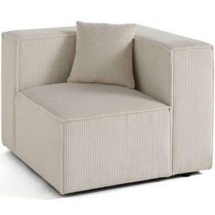 Arty - module d'assise droit - en velours côtelé - Beige