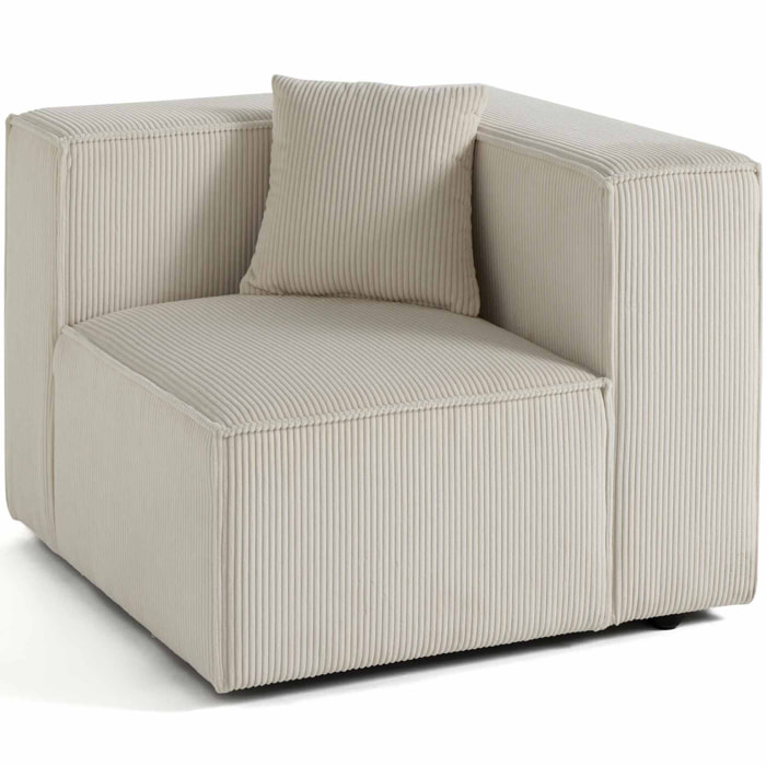 Arty - module d'assise droit - en velours côtelé - Beige
