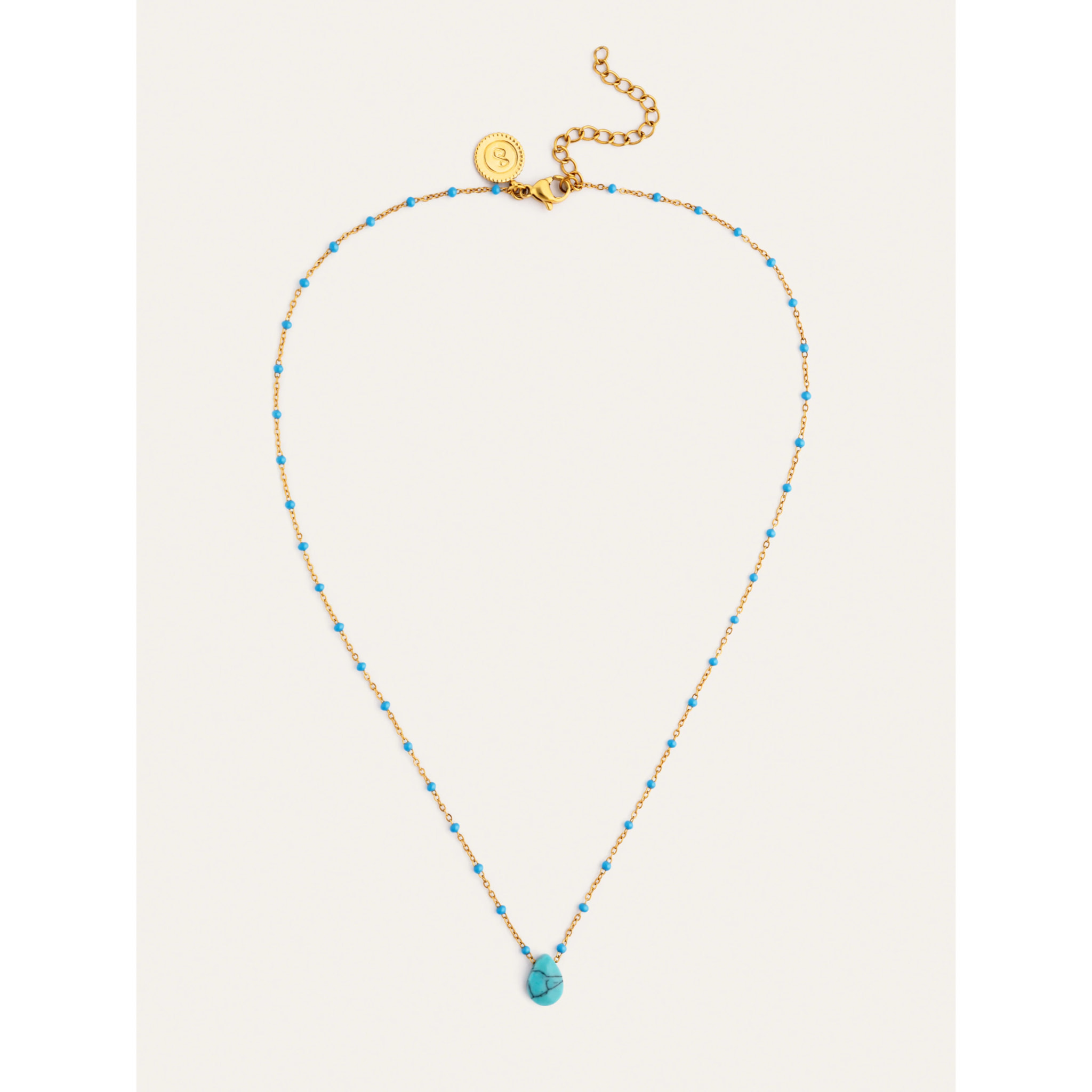 Collar Hydra Azul Acero Baño Oro