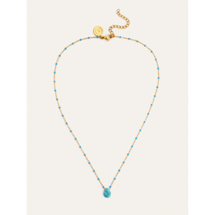Collar Hydra Azul Acero Baño Oro