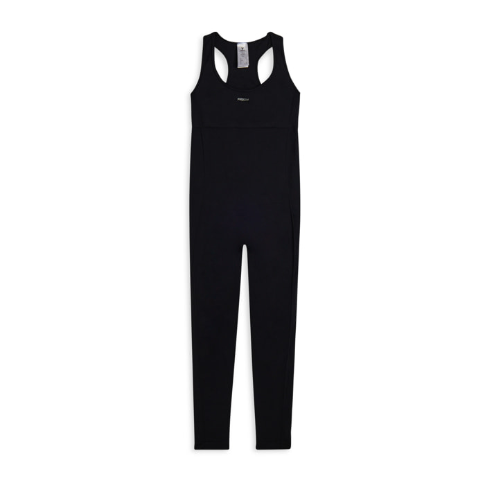 Tuta jumpsuit seamless con schiena scoperta e cuciture shaping