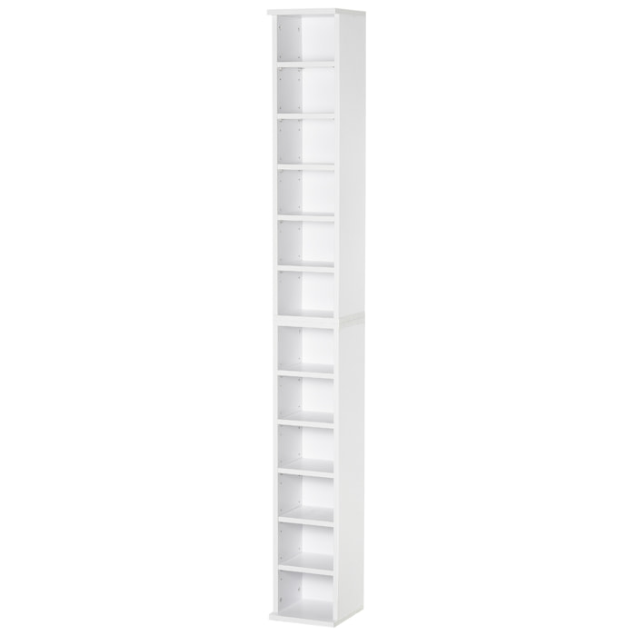 Lot de 2 étagères colonnes armoire de rangement CD 6 + 6 compartiments blanc dim. 21L x 22,5l x 88,5H cm