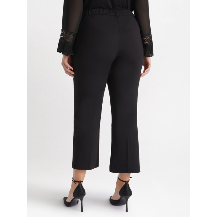 Fiorella Rubino - Pantalón kick flare de punto milano - Negro