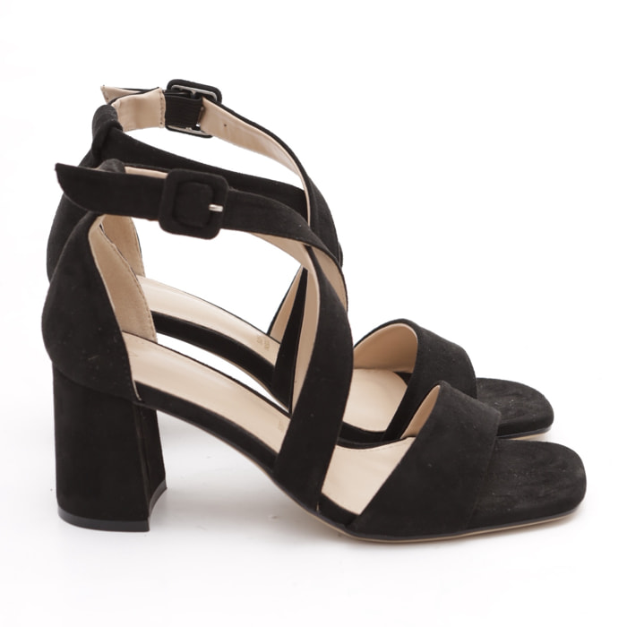 SANDALO FASCIA INCROCIO CHOCOLA' NERO