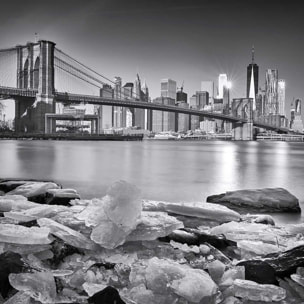 Poster le pont et manhattan Affiche sous cadre bois