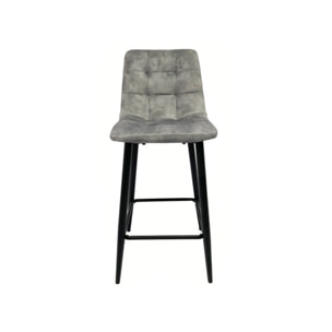 Chaise de bar capitonnée en velours - HERBY