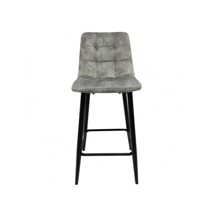 Chaise de bar capitonnée en velours - HERBY