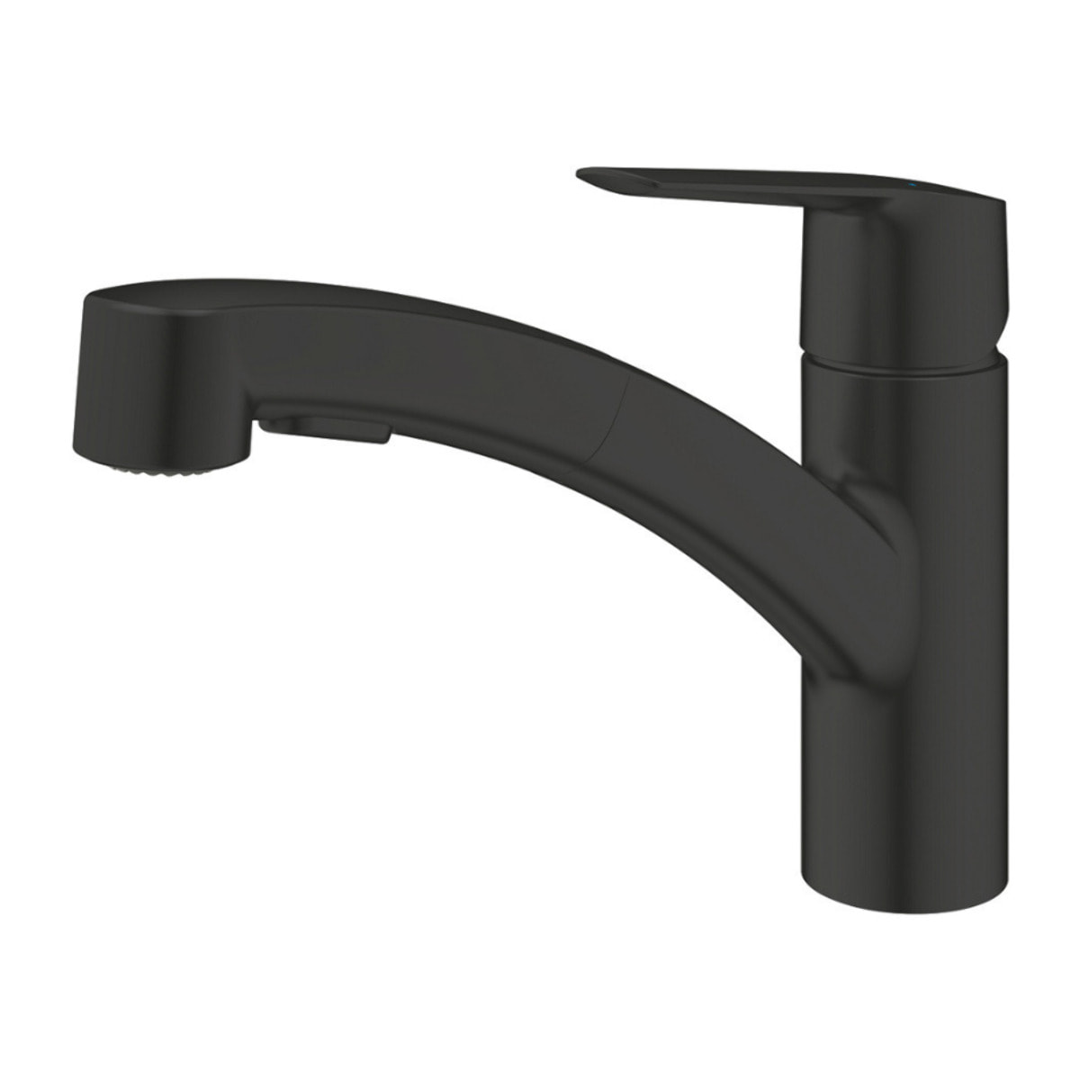 Evier avec égouttoir en granite à encastrer + mitigeur Grohe monocommande avec douchette 2 jets, noir mat (SATSINKGE3B-SET)