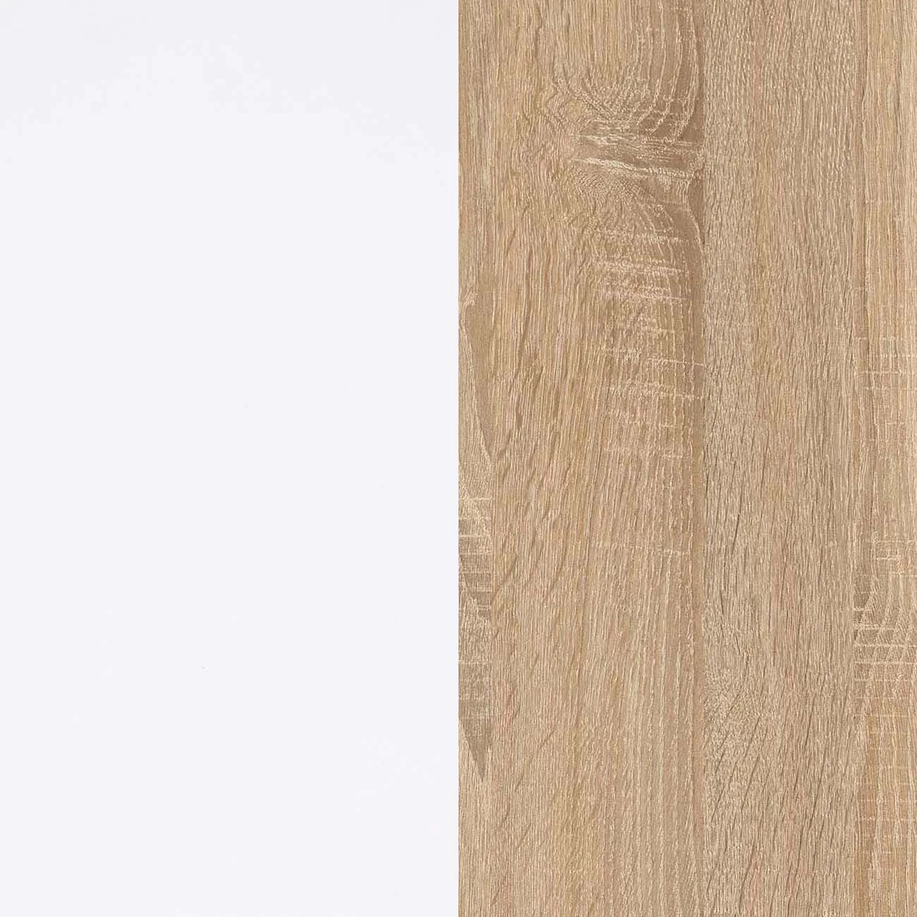 Mueble de salón modular Lunet en blanco artik roble canadian 190 cm Blanco Artik (Blanco Mate) - Roble Canadian