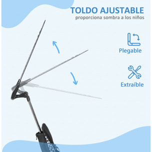 Triciclo para Bebés 2 en 1 Triciclo Evolutivo para Niños de +12 Meses con Toldo Plegable Mango de Empuje Telescópico y Desmontable Asiento Ajustable Cesto y Portabotellas Blanco