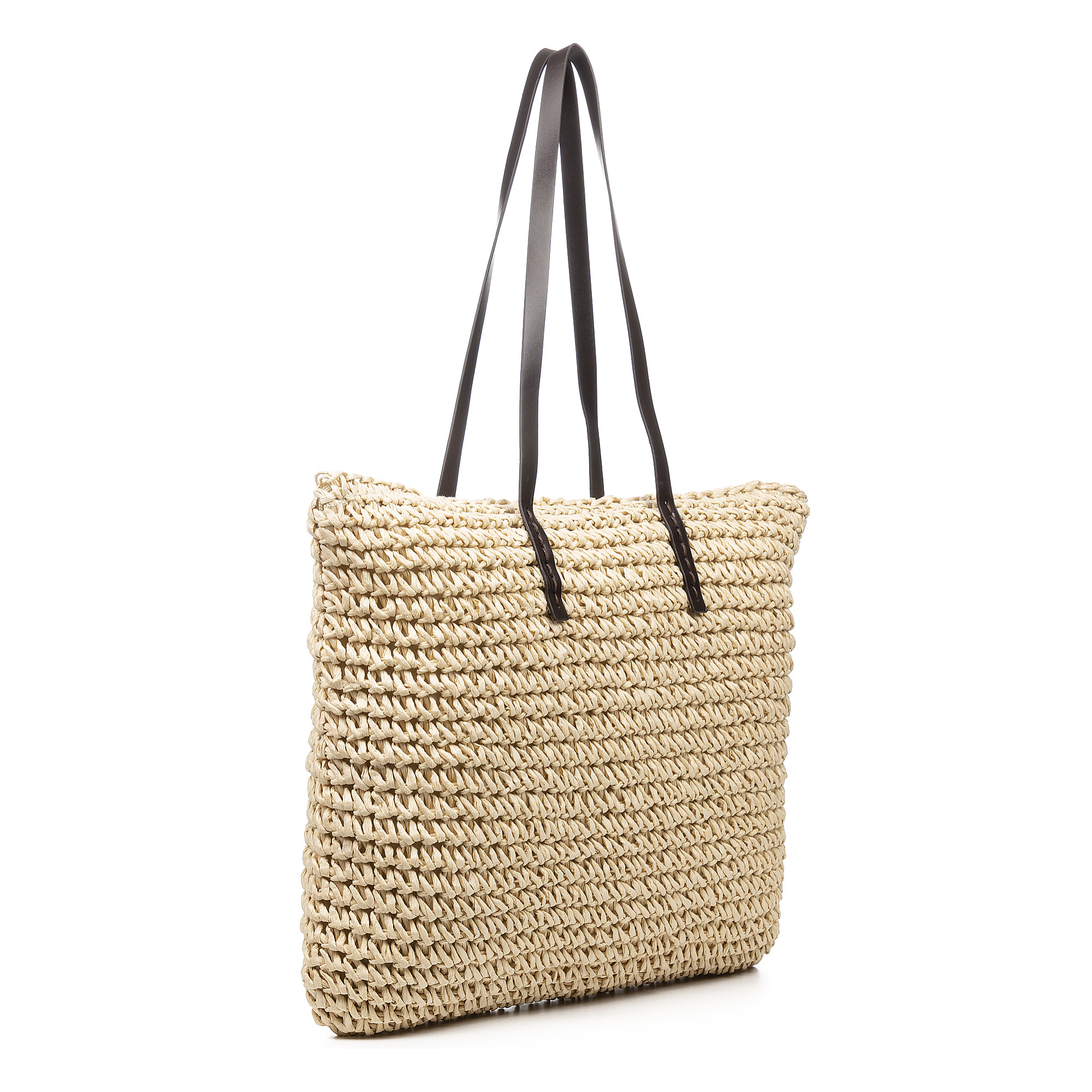 Zimone borsa a spalla in rafia di carta intrecciata.