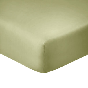 Drap housse uni 100% coton - essentiel - verveine