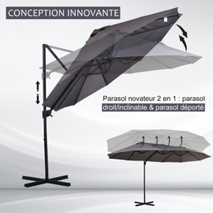 Parasol déporté grande taille – Design pratique – Pied inclus