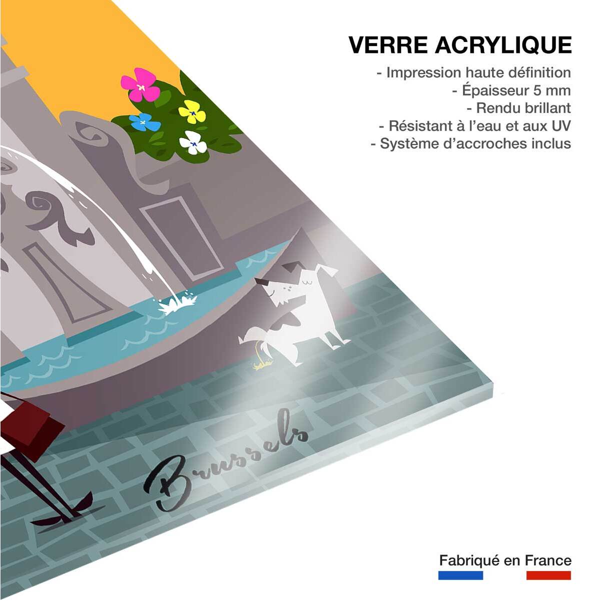 Tableau retro manneken pis à bruxelles Tableau plexiglas