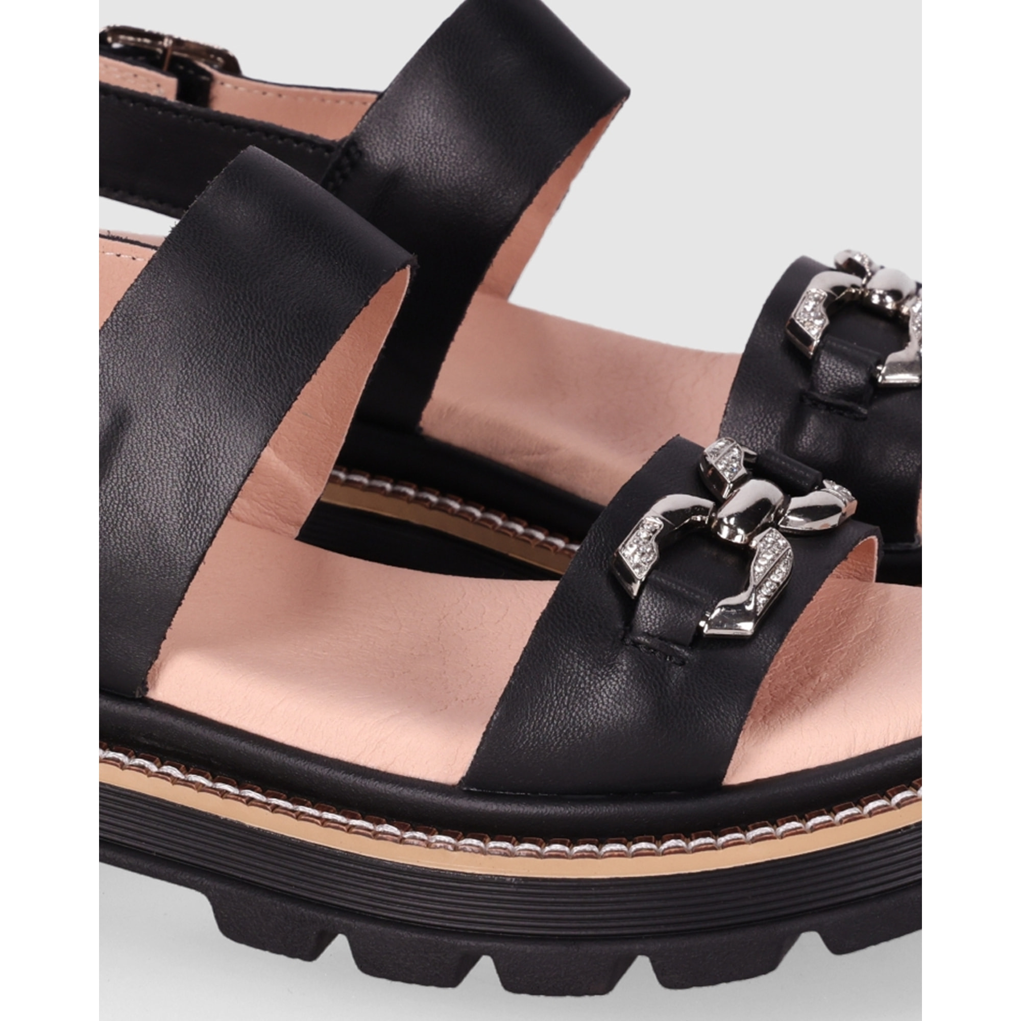 Sandalias de Piel - Negro - Tacón: 4 cm