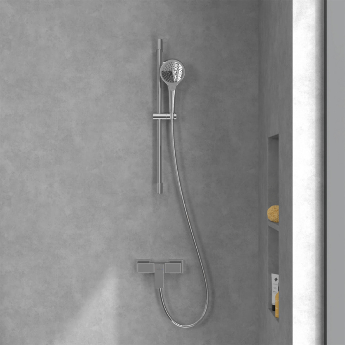 Mitigeur mécanique douche Architectura Square Chrome + Ensemble de douche Verve Showers 3 jets Chrome