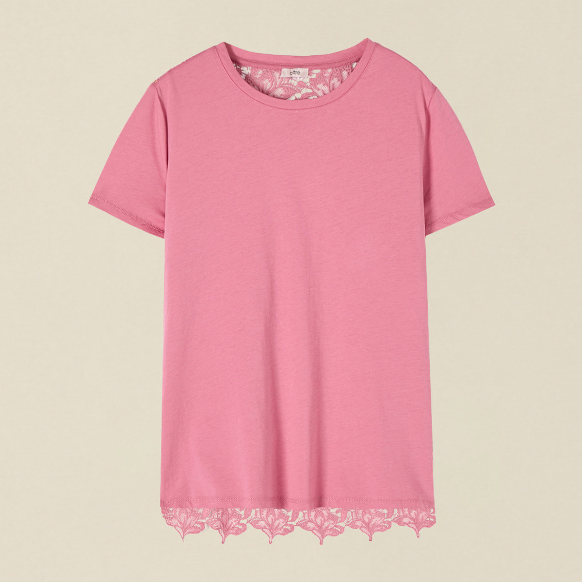 Oltre - T-shirt parte dietro in pizzo - Rosa